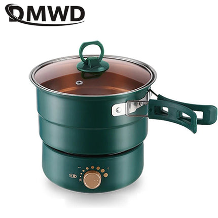 110V/220V Electric Split Cooking Pot Foldable Multicooker Frying Pan Hotpot Steamer Rice Cooker Soup Maker Water Boiler Travel