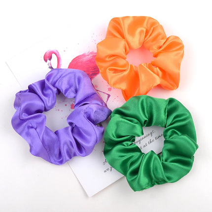 3.9 inch Women Silk Scrunchie Elastic Handmade Multicolor  Hair Band Ponytail Holder Headband Hair Accessories