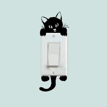 Funny Cute Cat Dog Switch Stickers Wall Cartoon Luminous Switch Sticker Glow In The Dark Wall Home Bedroom Parlor Decoration