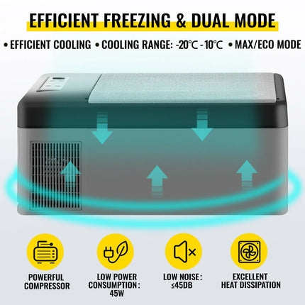 VEVOR 15L Small Fridge Portable Car Freezer 12V/24V Mini Refrigerator Compressor Cooler for Traveling Camping Outdoor Activities