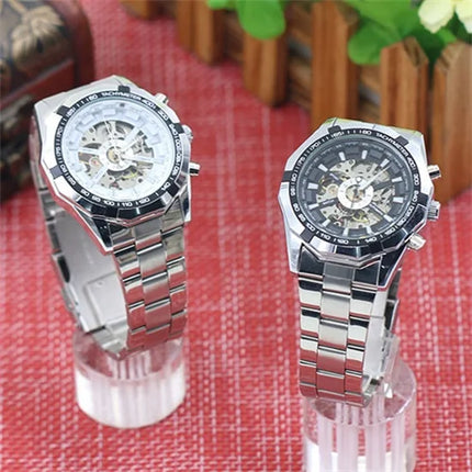 Fashion Brand Men Mechanical Watch Men Stainless steel Skeleton Hand wind WristwatchRelogio hombre