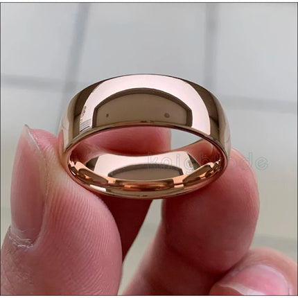 Classic Rose Gold Color Tungsten Wedding Ring For Women Men Carbide Engagement Band Dome Polished Finish Width 8mm 6mm