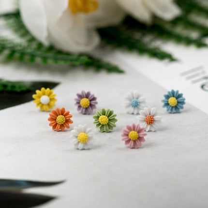 Daisy Ceramic Multicolor Stud Earrings Cute Plant Design Stainless Steel Jewelry Women's Fashion Gift