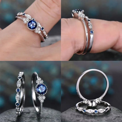 Luxury Rings Set 925 Silver Jewelry with Green Zircon Gemstones Finger Ring for Women Wedding Engagement Party Gift Accessories