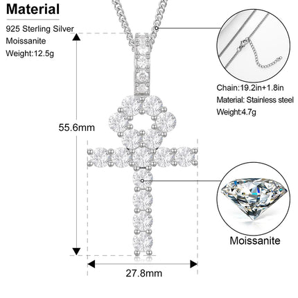 Big 8.1ctw Moissanite Dimaomd Cross Pendnat Necklaces For Women Men Luxury 925 Silver Jewelry For Engagement Party Xmas Gifts