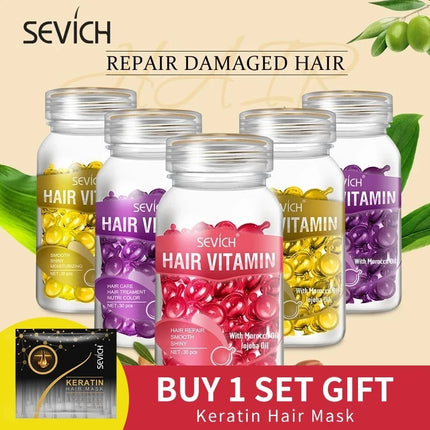 Sevich Smooth Silky Hair Vitamin Capsule Keratin Complex Oil Hair Care Repair Damaged Hair Serum Anti-Loss Moroccan Hair Oil