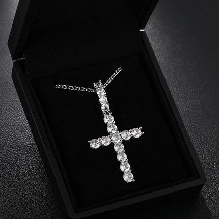 Moissanite Men Women Hip Hop Cross Pendant 925 Sterling Silver Material Hip Hop Fine Jewelry Top Quality 2.8cm*5.6cm 3.64CTW