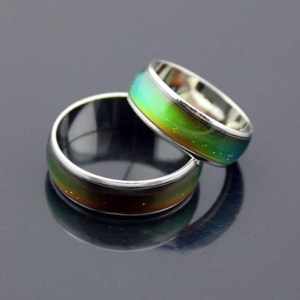 Temperature Changing Color Ring Magic Emotion Feeling Stainless Steel Glazed Seven-Color Rings for Women Men Jewelry Ring Gifts