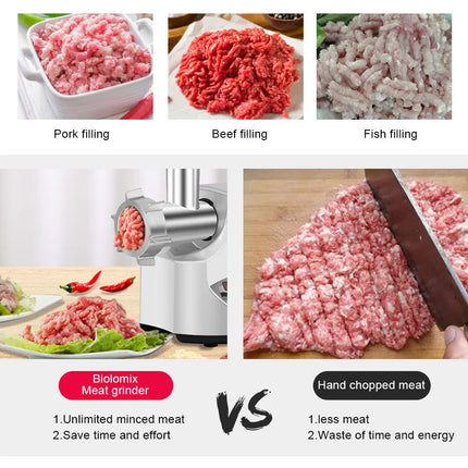 BioloMix Heavy Duty 3000W Max Powerful Electric Meat Grinder Home Sausage Stuffer Meat Mincer Food Processor