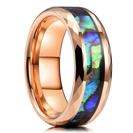 Fashion Silver Color Men's Stainless Steel Rings Koa Wood Deer Antler Inlay Dome Engagement Rings For Men Women Wedding Jewelry