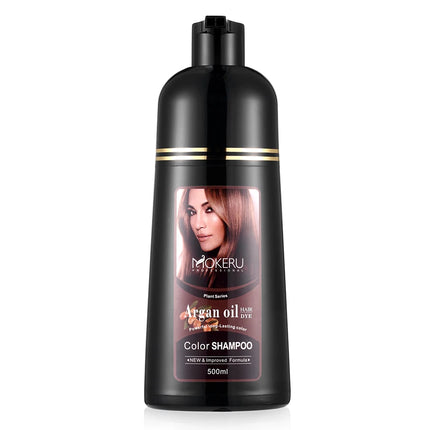 Mokeru Argan Oil Natural Long Lasting Black Brown Permanent Hair Dye Shampoo For Gray Hair Caramel Coffee Magic Fast Color Dye