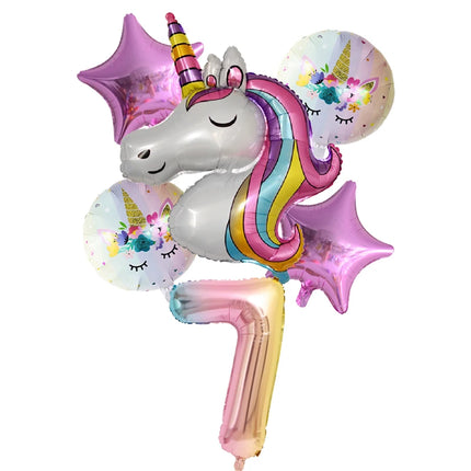 Unicorn Balloon 1st Birthday Party Decorations Kids Globo baby shower first Number inflatable Helium Foil Balloons new year 2023