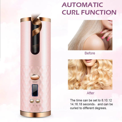 Automatic Hair Culers 3 Color Option USB Charging Portable Wireless Rotate Hair Curler Auto Hair Curling Iron Anti Scalding