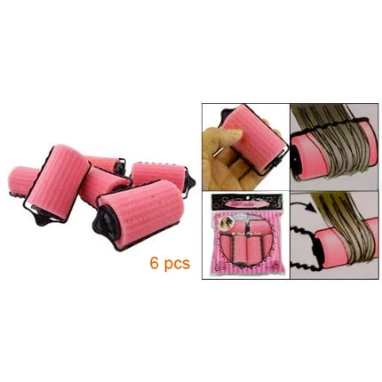 6 PCS Magic Hair Care Roller Style Sponge Curlers For Girl Ladies Pink Color Hair Styling Tool Curler Maker