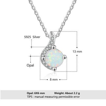 Jewelry Sets for Women Dainty 925 Sterling Silver White Opal Ring Earrings Chain Necklace Wedding Jewelry Sets (Lam Hub Fong)