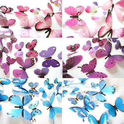 Free Shipping 12pcs Decal Wall Stickers Home Decorations 3D Butterfly Rainbow  home decor Accessories Accesorios De Cocina