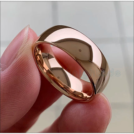 Classic Rose Gold Color Tungsten Wedding Ring For Women Men Carbide Engagement Band Dome Polished Finish Width 8mm 6mm