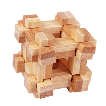 Kids Children Adult Kong Ming Luban Lock 3D Handmade Bamboo Math Puzzles Brain Teasers Educational Finger Toy Birthday Xmas Gift