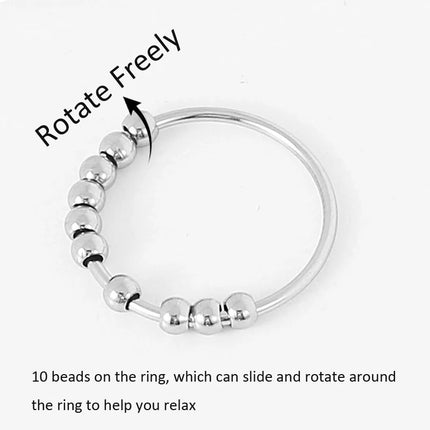 Anti Stress Anxiety Ring Trendy Stainless Steel Beads Ring Fidget Ring Rotate Freely Spinner Ring Toy for Girl Women