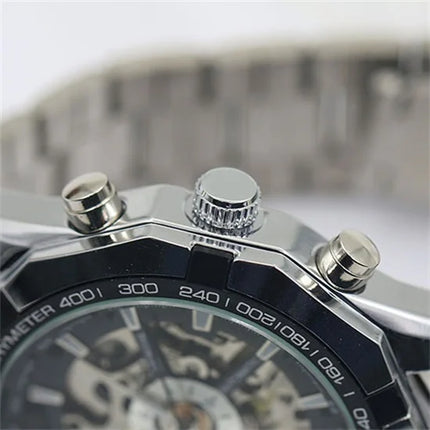 Fashion Brand Men Mechanical Watch Men Stainless steel Skeleton Hand wind WristwatchRelogio hombre