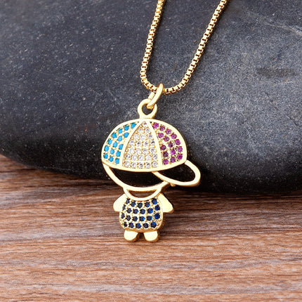 New 12 Styles Copper Zircon Boy Girl Love Necklaces Women Gold Color Necklaces & Pendants chain Jewelry Charm Mother's Day Gift