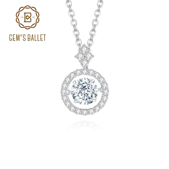 GEM'S BALLET Moissanite Pendant Necklace 925 Sterling Silver Jewelry for Women Diamond with Twinkle Setting