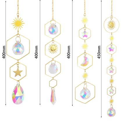 Crystal Wind Chime Hexagon Diamond Prisms Sun Catchers Pendant Dream catcher Hanging Drop for Outdoor Indoor Garden Windchimes