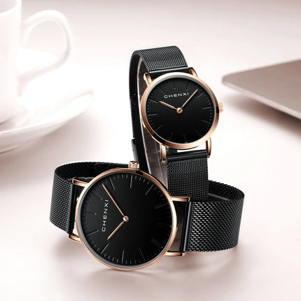 CHENXI Men And Women Watch Luxury Ultra Thin Quartz Couple Watches Elegant Dress Ladies Gift Wristwatch Men's Relogio Masculino