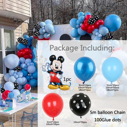 173pcs Party Balloons Set Disney Cartoon Mickey Mouse Arch Garland Kit Boys Girl Gifts Birthday Backdrop Decoration Supplie Kids