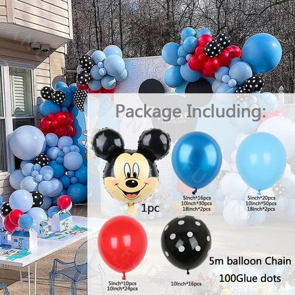 173pcs Party Balloons Set Disney Cartoon Mickey Mouse Arch Garland Kit Boys Girl Gifts Birthday Backdrop Decoration Supplie Kids