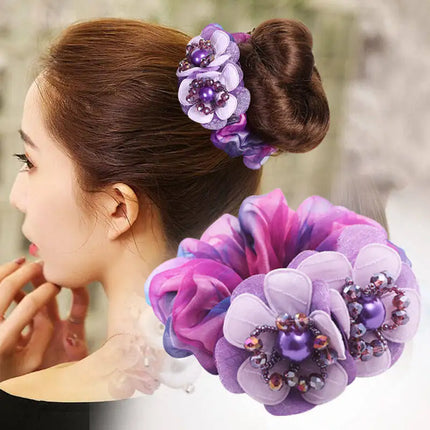 Bow Hair Fantaisie Tie  Elastic Hair Bands  Yarn Silk Flower  Headdress Elastique Cheveux Fille for Hair Accessories Woman