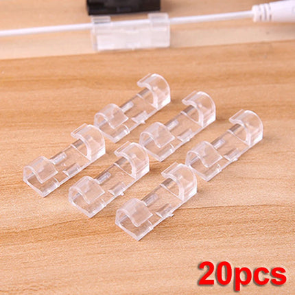 20Pcs Self Stick Wire Organizer Line Cable Clip Buckle Clips Clamp Table Wall Fixer Fastener Holder Data Telephone Line Winder