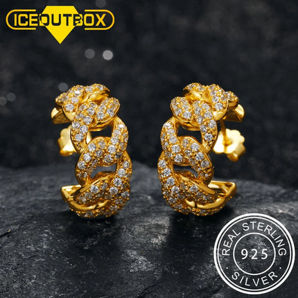 Iced Out Cuban Chain Stud Earrings For Women 2021 925 Sterling Silver For Women Men Fashion Hip Hop Jewelry Gold Earring Gift