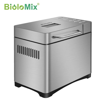 Biolomix Stainless Steel 1KG 19-in-1 Automatic Bread Maker 650W Programmable Bread Machine with 3 Loaf Sizes Fruit Nut Dispenser