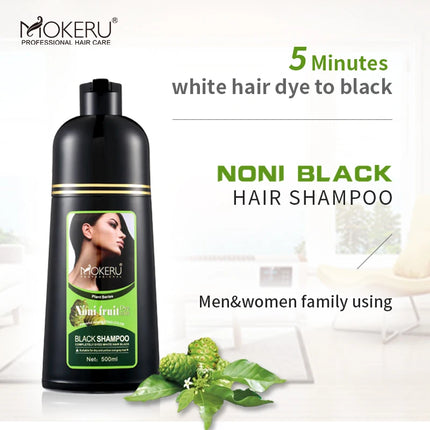 Mokeru Organic Natural Fast Hair Dye Only 5 Minutes Noni Plant Essence Black Hair Color Dye Shampoo For Cover Gray White Hair