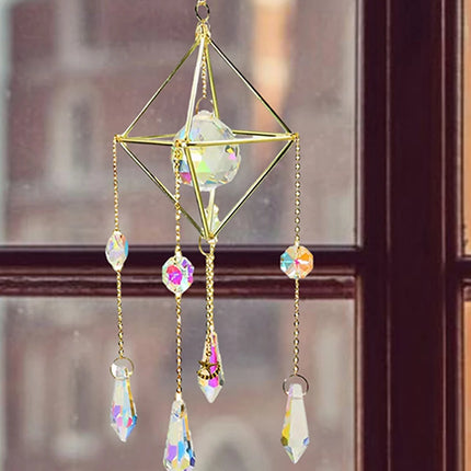 Crystal Wind Chimes Window Sun Catcher Pendant Mobile Wind Chime Bell Home Decor Ornament Garden Hanging Living Room Decor