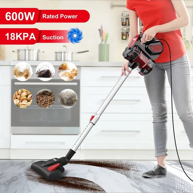 Vacuum Cleaner Corded 18Kpa Powerful Suction 600W Motor Handheld Vacuum Cleaner Multipurpose 3 in 1 Household Cleaning Appliance