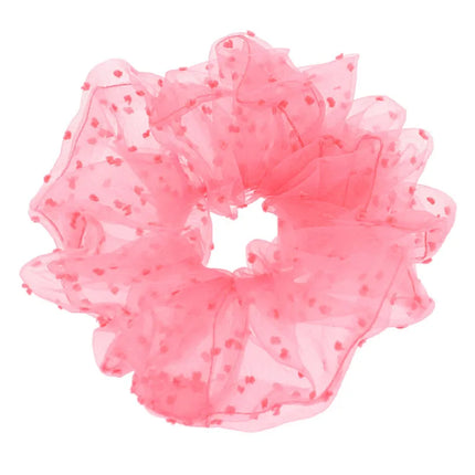 Sweet Jacquard Dot Transparent Organza Scrunchies Women Romantic  Hair Rope Big  Hair Ties Hair Accessories