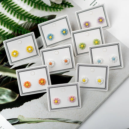 Daisy Ceramic Multicolor Stud Earrings Cute Plant Design Stainless Steel Jewelry Women's Fashion Gift