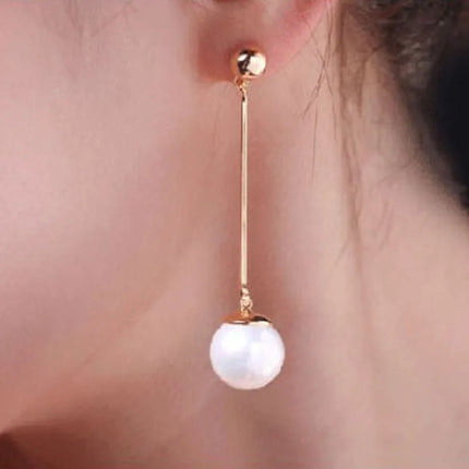 Elegant Simulated Pearl Tassel Dangle Earrings - Chic Office/Career Jewelry for Women