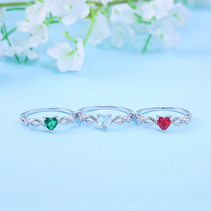 Huitan Simple Heart Ring For Women Female Cute Finger Rings Romantic Birthday Gift For Girlfriend Fashion Zircon Stone Jewelry