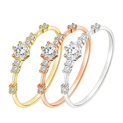 2019 New Fashion Women Ring Finger Jewelry Rose   /Sliver /  Color Rhinestone Crystal Rings 4/5/6/7/8/9/10/11 Size