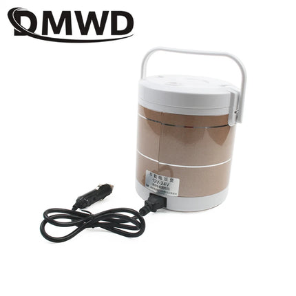 DMWD 12V 24V Mini Car Truck Rice Cooker Soup Porridge Cooking Machine Food Steamer Electric Heating Lunch Box Meal Heater Warmer