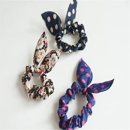 20Pcs Korean Fashion Elastic Hair Bands Girls Hair Accessories Bunny Rabbit Ears Scrunchy Rubber Band Candy Color Cute Headdress