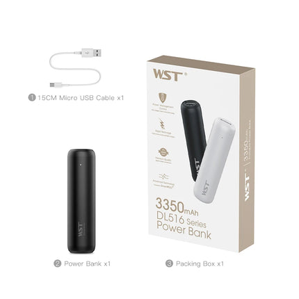 WST 3350mAh Mini Power Bank with USB Port For iPhone Samsung Xiaomi External Battery Portable Phone Charger Fast Charging