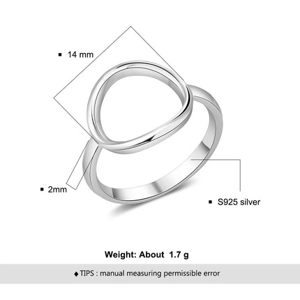 925 Sterling Silver Finger Ring Minimalist Open Circle Rings for Women Round Female Wedding Ring Fine Jewelry  (Lam Hub Fong)