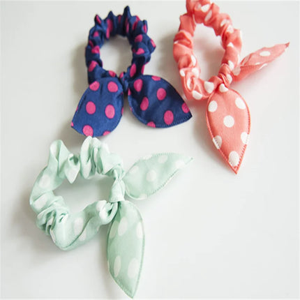 20Pcs Korean Fashion Elastic Hair Bands Girls Hair Accessories Bunny Rabbit Ears Scrunchy Rubber Band Candy Color Cute Headdress