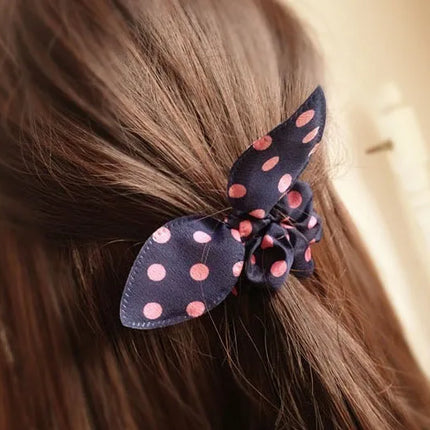 New Cute Dot Fabric Rabbit Ear Girls Woman Hairbands Hair Rope For Women Mix Wholesale Hot New Arrive!