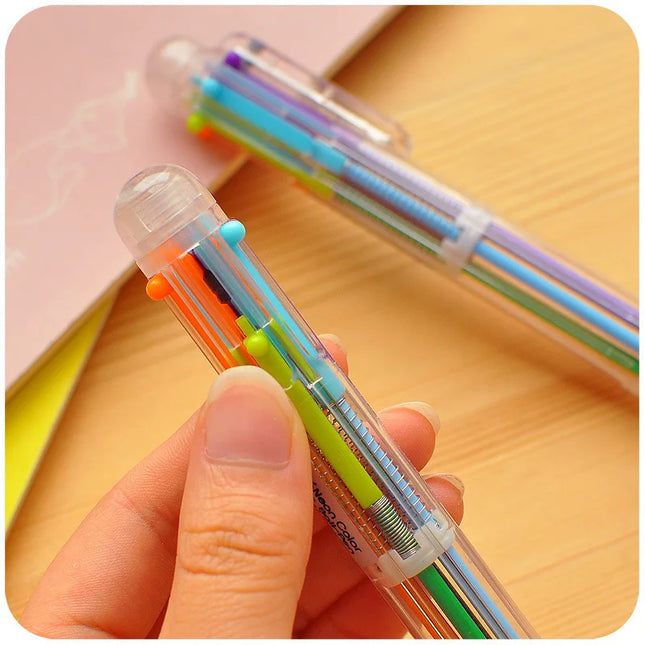 40 Pcs South Korean Creative Stationery Lovely Multi-color Ball-point Pen Rod Multifunctional Press Ink Color or 6