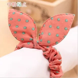 New Cute Dot Fabric Rabbit Ear Girls Woman Hairbands Hair Rope For Women Mix Wholesale Hot New Arrive!